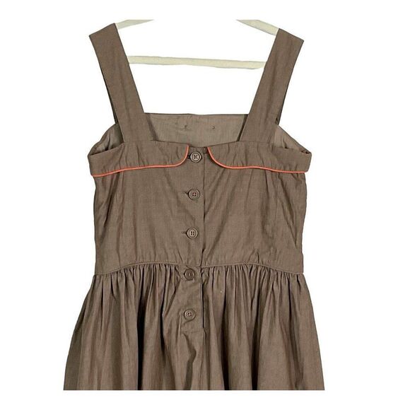 Mini Boden Girls' Brown Sleeveless Dress With Colorful Stripes 11-12Y Cotton - Picture 9 of 12